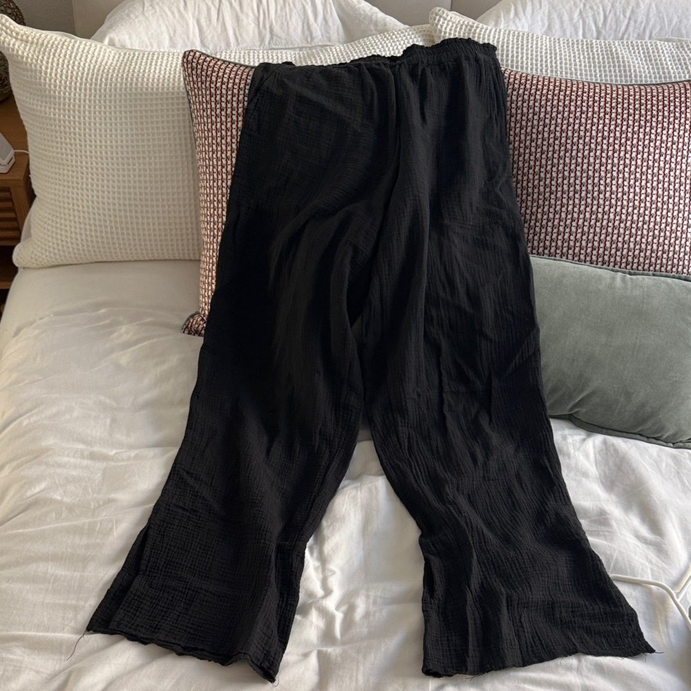 Rails black cheesecloth wide-leg pants